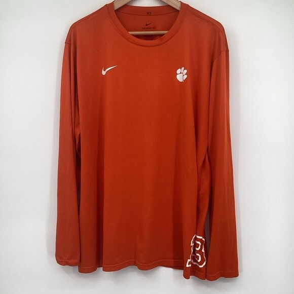 Men’s Nike Clemson Tigers Long Sleeved‎ Performance Tee Shirt- orange - XXXL - Picture 2 of 8